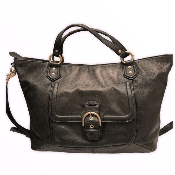 Coach Campbell Izzy Carryall Black Leather Bag
